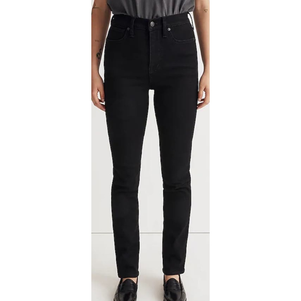 Madewell Stovepipe High Rise Tall Black Rinse Slim Leg Jeans US Women's 26T New